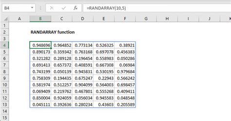Excel RANDARRAY function .